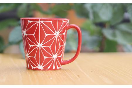 【波佐見焼】ホワイトライン麻 BIGマグカップ 赤 食器 皿 【翔芳窯】 [FE61]  波佐見焼