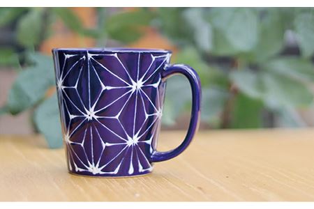 【波佐見焼】ホワイトライン麻 BIGマグカップ 瑠璃 食器 皿 【翔芳窯】 [FE62]  波佐見焼