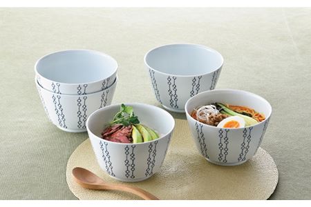 【波佐見焼】シュエット ミドル丼 どんぶり メガネ 5個セット 食器 皿 【福田陶器店】 [PA234]  波佐見焼