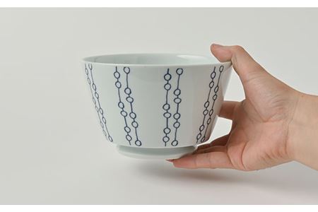 【波佐見焼】シュエット ミドル丼 どんぶり メガネ 5個セット 食器 皿 【福田陶器店】 [PA234]  波佐見焼