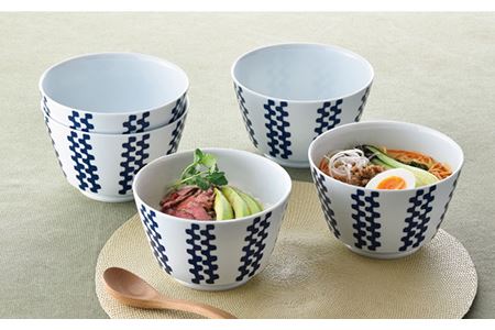 【波佐見焼】シュエット ミドル丼 どんぶり ナミ 5個セット 食器 皿 【福田陶器店】 [PA235]  波佐見焼