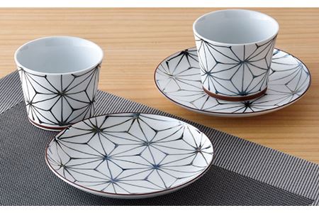 【波佐見焼】Sweet麻シリーズ マルチカップ ・ソーサー（黒） 4点セット スープカップ スープマグ 食器 食器 皿 【まるしん】 [WD35]  波佐見焼