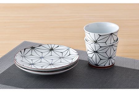 【波佐見焼】Sweet麻シリーズ マルチカップ ・ソーサー（黒） 4点セット スープカップ スープマグ 食器 食器 皿 【まるしん】 [WD35]  波佐見焼