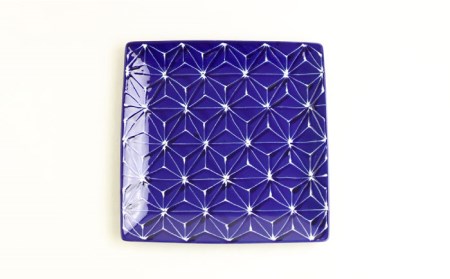 【波佐見焼】ホワイトライン麻 スクエア プレート L 瑠璃 食器 皿 【翔芳窯】 [FE98]  波佐見焼