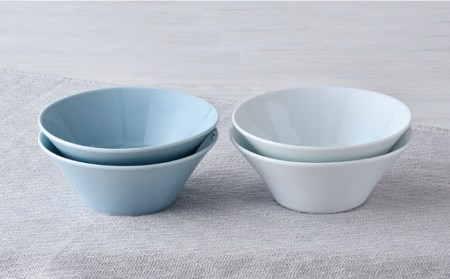 【波佐見焼】高台小鉢 ブルー ホワイト 4個セット 食器 皿 【舘山堂】 [RC35]  波佐見焼