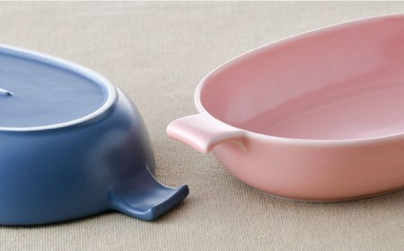 【波佐見焼】オーブンウェア グラタン皿 ピンク・ブルー ペアセット 食器 皿 【光春窯】 [XD61] 波佐見焼