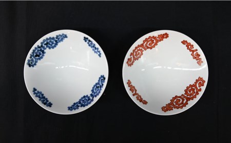 【波佐見焼】はさみ平茶碗 蛸唐草（呉・朱） 茶碗 ペア 食器 皿 【協立陶器】 [TC88] 波佐見焼