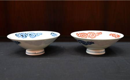 【波佐見焼】はさみ平茶碗 蛸唐草（呉・朱） 茶碗 ペア 食器 皿 【協立陶器】 [TC88] 波佐見焼