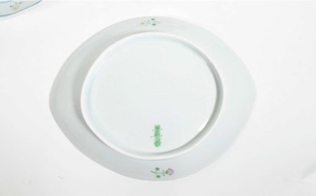 【波佐見焼】花暦 ヤシの実型皿 プレート お皿 ペアセット 食器 皿 【藍水】 [GB41]  波佐見焼