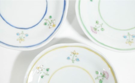 【波佐見焼】花暦 小皿 3枚セット 食器 皿 【藍水】 [GB42]  波佐見焼