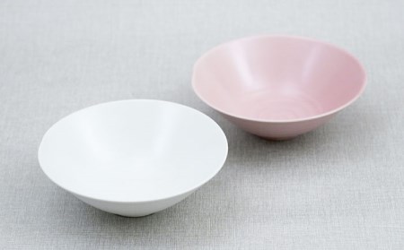【波佐見焼】アイシー ボウル 大 （ホワイト・ピンク） ペアセット 食器 皿 【団陶器】 [PB115] 波佐見焼