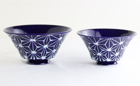 【大感謝祭対象】【波佐見焼】ホワイトライン麻 ミニ丼 どんぶり 瑠璃・グレー ペアセット 食器 皿 【翔芳窯】 [FE166]  波佐見焼