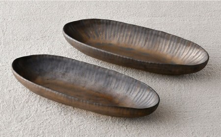 【波佐見焼】十草ゴールド カヌー鉢 ボウル ペアセット 食器 皿 【三栄陶器】 [QD01] 波佐見焼