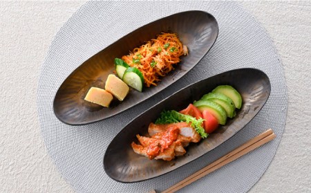 【波佐見焼】十草ゴールド カヌー鉢 ボウル ペアセット 食器 皿 【三栄陶器】 [QD01] 波佐見焼