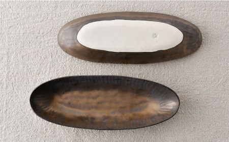 【波佐見焼】十草ゴールド カヌー鉢 ボウル ペアセット 食器 皿 【三栄陶器】 [QD01] 波佐見焼