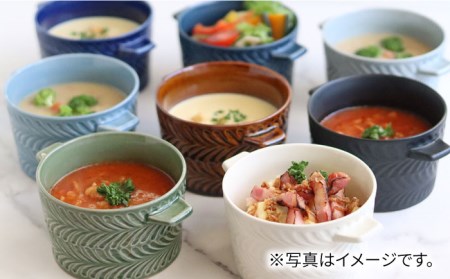 【波佐見焼】ローズマリー ココット Tボウル グレー・ブルーグレー ペアセット 食器 皿 【翔芳窯】 [FE153]  波佐見焼