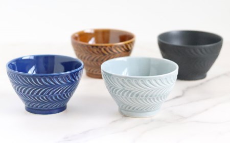 【波佐見焼】ローズマリー 茶碗 ネイビー・アイボリー ペアセット 食器 皿 【翔芳窯】 [FE176]  波佐見焼