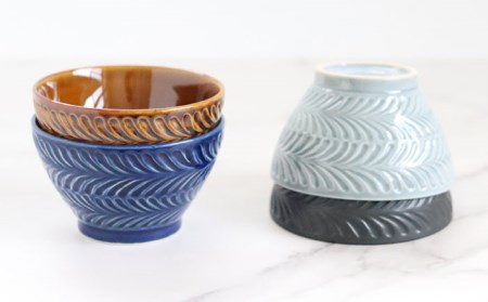 【波佐見焼】ローズマリー 茶碗 グレー・ブルーグレー ペアセット 食器 皿 【翔芳窯】 [FE178]  波佐見焼