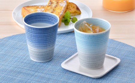 【波佐見焼】色染め流し フリーカップ （大） 青・トルコ 食器 皿 【一真窯】 [BB59]  波佐見焼