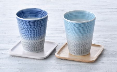 【波佐見焼】色染め流し フリーカップ （大） 青・トルコ 食器 皿 【一真窯】 [BB59]  波佐見焼