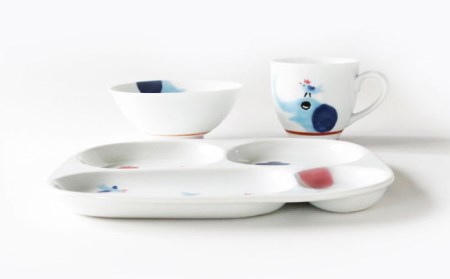 【波佐見焼】子供食器 ぞうくん 3点セット 仕切り皿 プレート マグカップ 茶碗 食器 皿 【奥川陶器】 [KB50]  波佐見焼