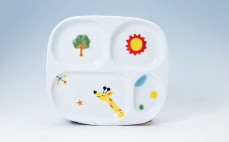 【波佐見焼】子供食器 きりんくん 3点セット 仕切り皿 プレート マグカップ 茶碗 食器 皿 【奥川陶器】 [KB51]  波佐見焼