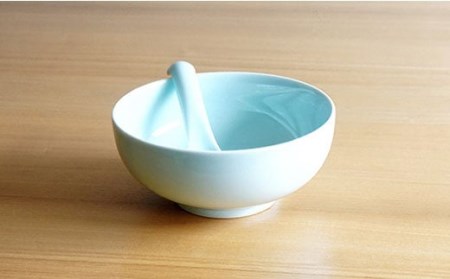 【白山陶器】【2人分の食器】丼とレンゲ4ピースセット 青白釉 どんぶり 食器 皿 【波佐見焼】 [TA66]