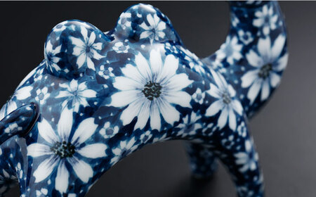 波佐見焼】染付 ラクダ インテリア 花模様 置物大【ふきの陶】[NF05