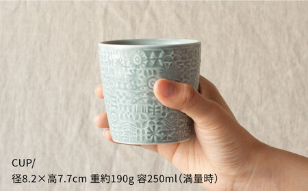 【波佐見焼】PATTERNED CUP ペア 2色セット squall gray ＋ecru【BIRDS’ WORDS】[CF056] 波佐見焼