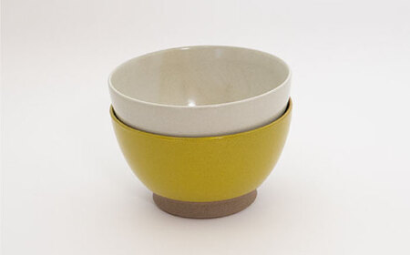 【波佐見焼】Furelu 丼（ホワイト・からし）2点セット 食器  皿 茶碗 鉢 ペア【藍染窯】[JC142] 波佐見焼