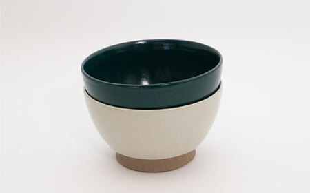 【波佐見焼】Furelu 丼（ホワイト・グリーン）2点セット 食器  皿 茶碗 鉢 ペア【藍染窯】[JC145] 波佐見焼