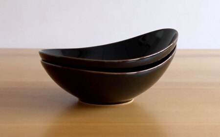 【大感謝祭対象】【白山陶器】【グッドデザイン賞受賞】CARVEボール(L) 天目 2枚セット[TA129]