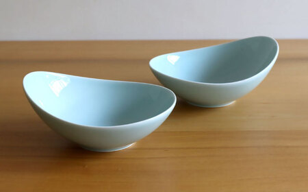 【白山陶器】【グッドデザイン賞受賞】CARVEボール(L) 青白釉 2枚セット[TA130]