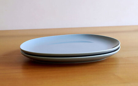 【白山陶器】【グッドデザイン賞受賞】ペトラプレート(L) グレイ 2枚セット[TA155]