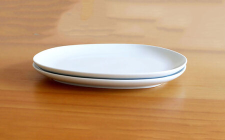【白山陶器】【グッドデザイン賞受賞】ペトラ ロングプレート(M) ホワイト 2枚セット[TA156]
