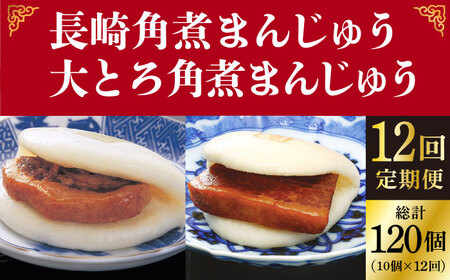 【12回定期便】＜月替り＞ 角煮まんじゅう 2種セット ( 角煮まんじゅう / 大とろ角煮まんじゅう 各10個）  [DBG065]