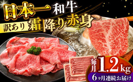 【6回定期便】【訳あり】A4-A5 長崎和牛 赤身霜降り しゃぶしゃぶ すき焼き用 600g×2(肩・モモ) [DBS127] 赤身