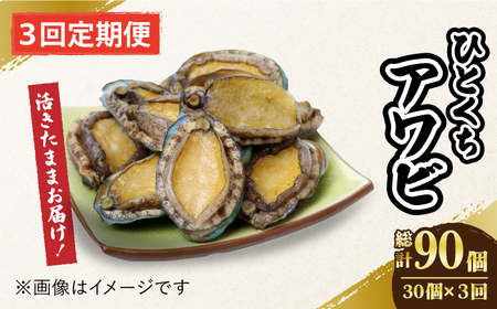 【全3回定期便】上五島産養殖ひとくちアワビ 活 厳選 30個 刺身 ステーキ 生[RAE009] アワビ あわび 定期便 アワビ あわび 定期便 アワビ あわび 定期便九州 長崎
