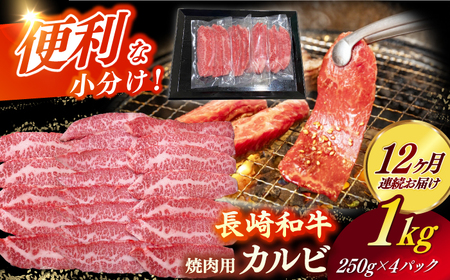 【全12回定期便】長崎和牛（A4ランク以上）カルビ焼肉用1kg[RCE016] 長崎和牛 焼肉 定期便 長崎和牛 焼肉 定期便 長崎和牛 焼肉 定期便 長崎和牛 焼肉 定期便九州 長崎