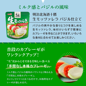 明治北海道十勝生モッツァレラ バジル仕立て 100g×6パック ナチュラルチーズ おつまみ サラダ 乳製品 お取り寄せ グルメ 送料無料 芽室町　me003-123c