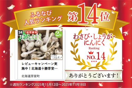 北海道十勝芽室町　自然菜園ふたば　宇佐美亮のにんにく　2kg　にんにく ガーリック 薬味 料理 ご家庭用 芽室町 産地直送me074-006c