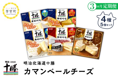【3ヵ月定期便】明治北海道十勝チーズ カマンベールチーズ燻製入り4種5個セット 計3回 me003-011-t3