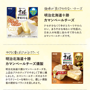 【6ヵ月定期便】明治北海道十勝チーズ カマンベール4種8個セット 計6回 おつまみ カマンベールチーズ ナチュラルチーズ 燻製 乳製品 食べ比べ チーズフォンデュ 詰め合わせ 定期便 毎月 隔月 3回 6回 国産 芽室町me003-069-t6c