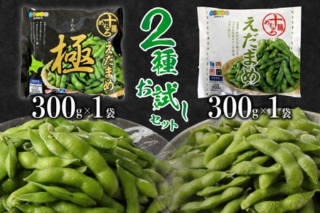 十勝めむろ えだまめ 2種 計 600g お試しセット 300g × 各1袋 枝豆 えだ豆 冷凍 簡単調理 おつまみ 晩酌 ビールのお供 お弁当 国産 お取り寄せ グルメ 小分け 北海道 十勝 芽室町me003-089c