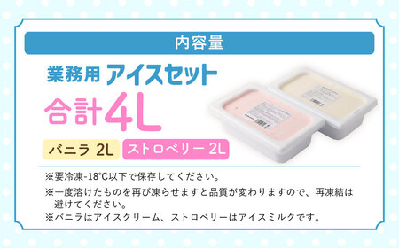 2Lアイス セット (バニラ・ストロベリー) 合計4L アイス 自家製 業務用 大容量 【2025年6月下旬順次発送開始】