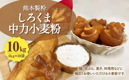 熊本製粉 しろくま中力小麦粉 1kg×10袋 計10kg 小麦粉 中力小麦粉 国産 国産小麦 小麦 料理 家庭用