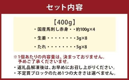 【フジチク】 国産馬刺し赤身 計400g(約100g×4個) 馬肉 お肉 生姜・たれ付き
