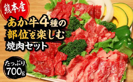 国産 熊本県産 和牛 あか牛 焼き肉  あか牛4種のお肉を堪能する焼肉セット もも カルビ ロース 上カルビ