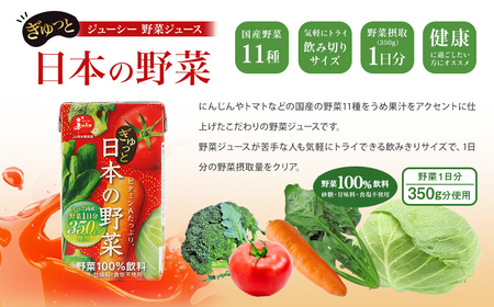 【野菜飲料初！ジャパンフードセレクション　グランプリ受賞】 ジューシー 野菜ジュース ぎゅっと日本の野菜 100％ 125ml×244 合計3L 3000ml 飲料 ジュース 1日分の野菜 にんじん トマト ほうれん草 ピーマン あしたば キャベツ クレソン 紙パック 国産 九州 熊本県 熊本市