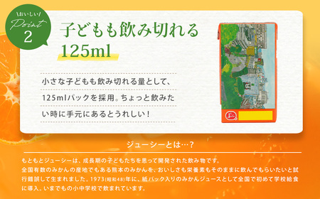 ジューシー みかんジュース 100％ (学給) 125ml×40本 合計5000ml 5L 蜜柑ジュース ミカンジュース オレンジジュース 紙パック 飲料 ジュース 国産 九州 熊本県 熊本市